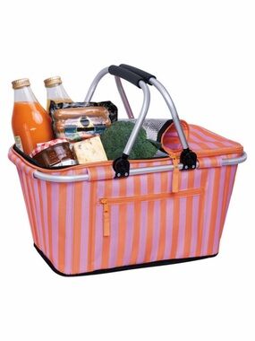 LIVE IN STYLE Foldable Basket Cooler, Pink Stripe